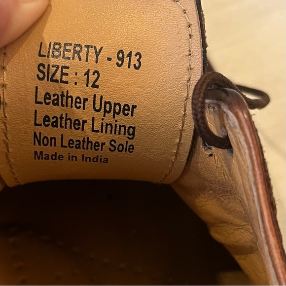 Fortune from Liberty 913 Men’s Sz 12 Brown All Leather Lace Up Oxfords Shoes - Picture 6 of 8
